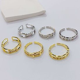 Minimalist Gold Plated Letter Ring with Micro Inlaid Zircon for Women