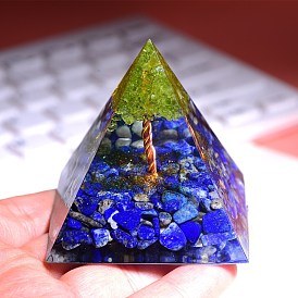 Crystal Stone Pyramid Decoration Natural Lapis Lazuli Epoxy Synthetic Stone Home Office Decoration