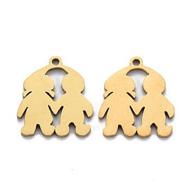 Ion Plating(IP) 201 Stainless Steel Pendants, Cut, Boy and Girl