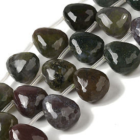 Natural Indian Agate Beads Strands, Faceted Teardrop, Top Drilled