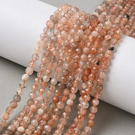 Натуральный Sunstone бисер пряди, граненые, круглые