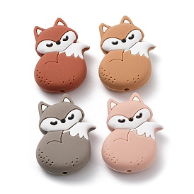 Fox Food Grade Silicone Focal Beads, Chewing Beads For Teethers, DIY Nursing Necklaces Making