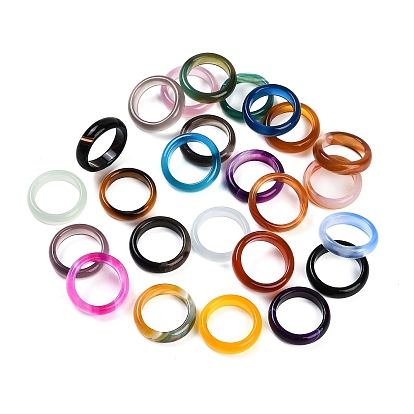 Кольца из окрашенного и нагретого натурального полосатого агата/полосатого агата для женщин