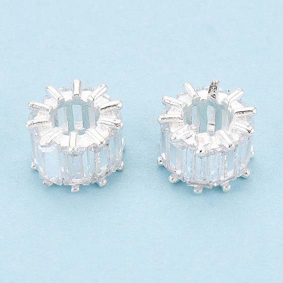 925 бусины из стерлингового серебра с прозрачными кубическими цирконами, колонка