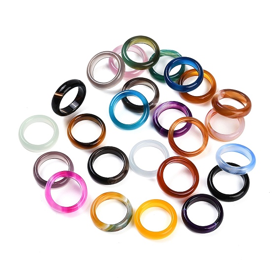 Кольца из окрашенного и нагретого натурального полосатого агата/полосатого агата для женщин