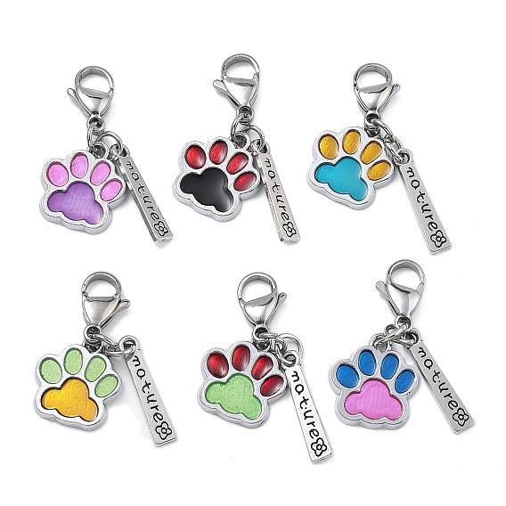 Подвеска с отпечатком собачьей лапы из сплава и эмали, 316 застежки-клешни из хирургической нержавеющей стали для украшений сумок