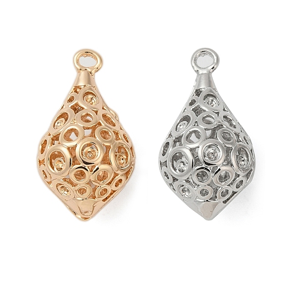 Полые латунные подвески со стразами, без кадмия, без никеля и без свинца, слеза