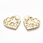 Brass Pendants, Heart, Real 18K Gold Plated