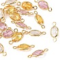 SHEGRACE Brass Pave Cubic Zirconia Oval Connector Charms, Cadmium Free & Nickel Free & Lead Free, Long-Lasting Plated