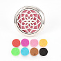 Alloy Car Diffuser Locket Clips, with Flower 304 Stainless Steel Findings and Random Single Color Non-Woven Fabric Cabochons Inside, Magnetic, Flat Round