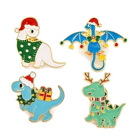 Christmas Theme Dinosaur Enamel Pins, Alloy Brooches for Backpack Clothes