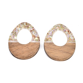 Подвески из эпоксидной смолы и орехового дерева, с сухих цветов, слеза