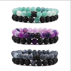 Natural Agate Elastic Bracelet with Volcanic Stone Essential Oil Diffuser for Women