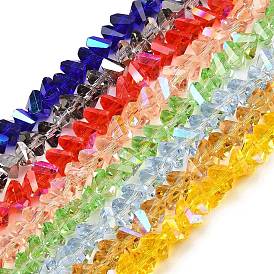 Electroplated Transparent Glass Beads Strands, Triangle, Faceted