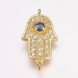 Латунные микро проложить кубических ссылки циркония, hamsa рука / рука fatima / рука miriam, с глаз