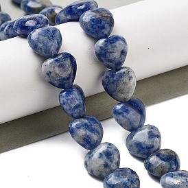 Natural Blue Spot Jasper Beads Strands, Heart