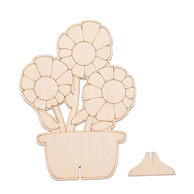 DIY Unfinished Wood Flowers in Jar Cutout, with Slot, for Craft Painting Supplies