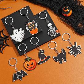 Halloween Printed Wooden Keychains, Bag Purse Decorations