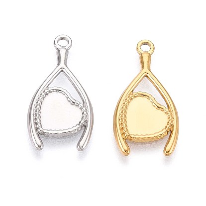 304 Настройки кабошон из нержавеющей стали кулон, ионное покрытие (ip), сердце