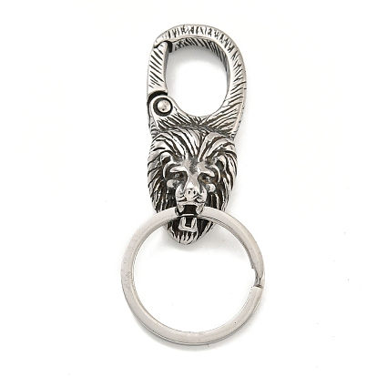 Style tibétain 316 raccords chirurgicaux en acier inoxydable avec 304 porte-clés en acier inoxydable, lion