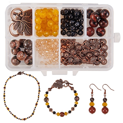 DIY Pendant Necklaces Making, with Alloy Toggle Clasps, Brass Earring Hooks, Brass Crimp Beads Covers and Glass Beads