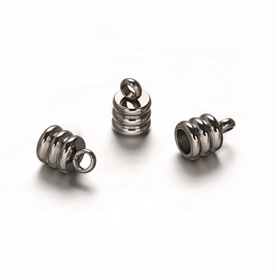 201 концы из нержавеющей стали шнур, 7.2x5 мм, отверстие : 2 мм, 3 мм внутренним диаметром