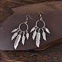 Zinc Alloy Dangle Earrings for Women, Feather