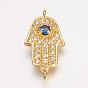 Латунные микро проложить кубических ссылки циркония, hamsa рука / рука fatima / рука miriam, с глаз