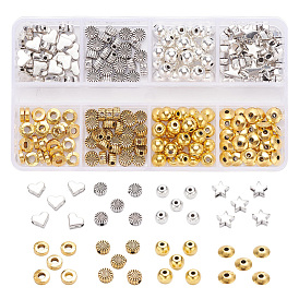 240Pcs 8 Style Tibetan Style Alloy Beads Set, Star & Heart & Round & Flower & Donut