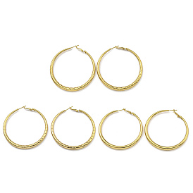 202 Stainless Steel Huggie Hoop Earrings with 304 Stainless Steel Pins for Women, Ring