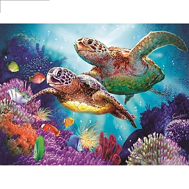 Sea Turtle DIY Diamond Painting Kits, Including Resin Rhinestones Bag, Diamond Sticky Pen, Tray Plate and Glue Clay