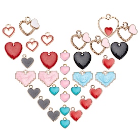 SUNNYCLUE Alloy Enamel Pendants, with Brass Enamel Pendants, for Valentine's Day, Heart, Golden