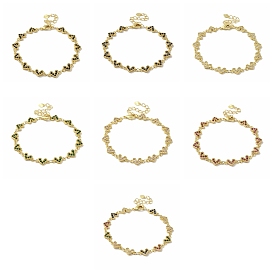 Bracelets en laiton plaqué en rack pour femmes, chaîne à maillons en forme de cœur, zircone cubique, sans cadmium et sans plomb, plaqué longue durée, réel 18 k plaqué or