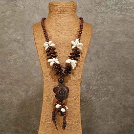 Ожерелья в стиле бохо с подвеской в виде цветка из натурального кокоса и ракушек для женщин