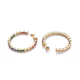 Латунные микро проложить серьги стержня кубического циркония, серьги-кольца, с латунными гайками для ушей, кольцо