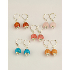 Серьги драгоценных камней, с обручами из латуни, 32 мм