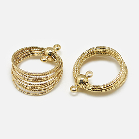 Brass 2-Loop Link Pendants, Rings, Real 18K Gold Plated