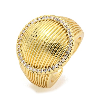 Широкое открытое кольцо-манжета с прозрачным кубическим цирконием, латунные кольца на палец для женщин