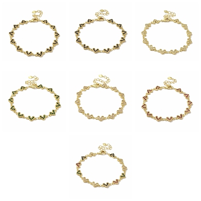 Браслеты-цепочки из латуни с микро-паве и цирконием в форме сердца для женщин, без кадмия и без свинца, долговечный, реальный 18 k позолоченный