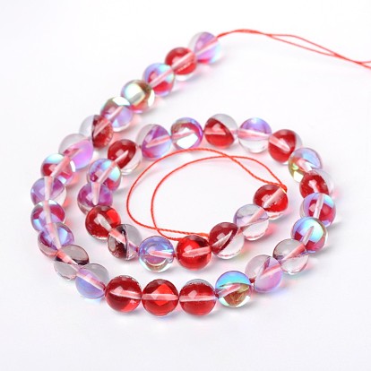 Synthétiques perles rondes de pierre de lune brins, perles holographiques, teint