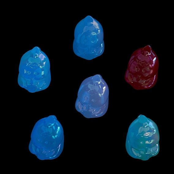 Luminous UV Plating Rainbow Iridescent Acrylic Beads, Dinosaur