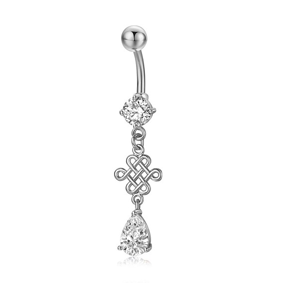 Piercing-Schmuck, kubischer Zirkiona-Nabelring aus Messing, Bauchringe, mit 304 Edelstahlleiste, Bleifrei und cadmium frei, chinesisch kont