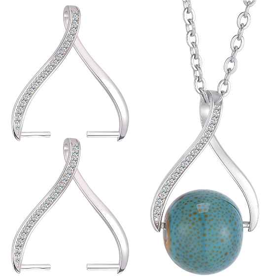 2шт. с покрытием 925 стерлинговое серебро с микропаве из прозрачного кубического циркония, зажимы для ледоруба, твист слеза, с печатью s925, с 1листом