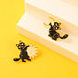 Vintage Style Animal Brooch Set - Moon Black Cat, Sun Cat & Spurs Pin Badge