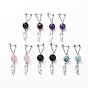 Natural Mixed Gemstone Beads Dangle Ear Studs, with 304 Stainless Steel Ball Post & Pendants & Cable Chains & Ear Nuts, Wing