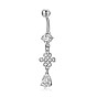 Piercing-Schmuck, kubischer Zirkiona-Nabelring aus Messing, Bauchringe, mit 304 Edelstahlleiste, Bleifrei und cadmium frei, chinesisch kont