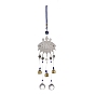 Alloy Turkish Blue Evil Eye Pendant Decoration, with Bell & Crystal Prisms, for Home Wall Hanging Amulet Ornament