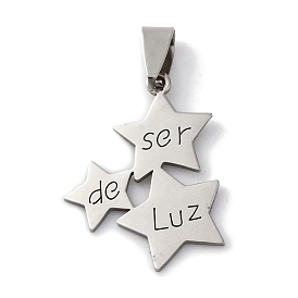 201 подвески из нержавеющей стали, Звезда с подвесками слова сер де люс, лазерная резка, анти-тускнение