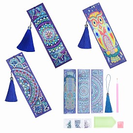 SUNNYCLUE DIY Diamond Painting Bookmarks, with Tray Plate, Drill Point Nails Tools, DIY Tassel Bookmark Gift, Rhinestone and Cabochons, for Embroidery Arts Crafts