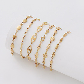 Elegant 304 Stainless Steel Link Chain Bracelets for Women, Golden